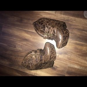 Mia Limited Brown Distressed Leather Wedge Booties